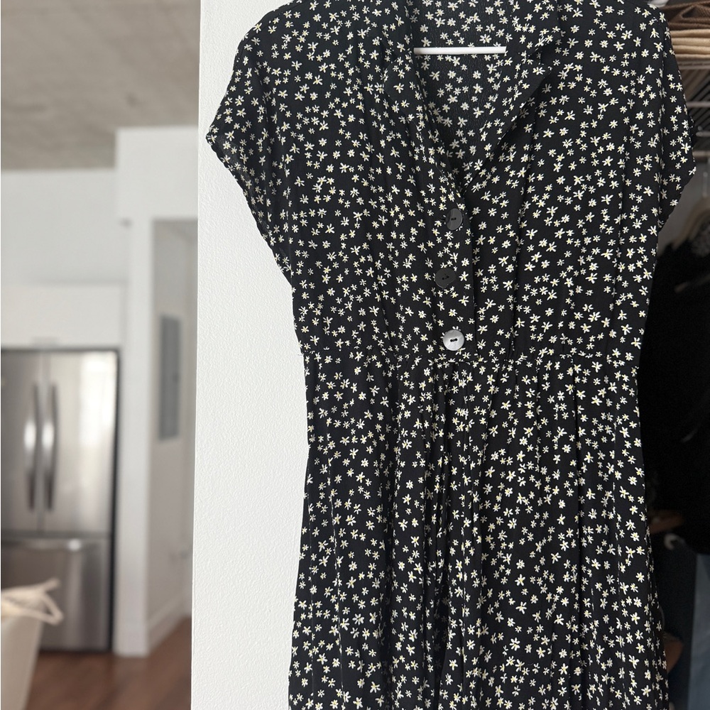 Zara Black and White Floral Midi Romper